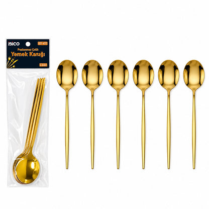 60 PARÇA GOLD YEMEK KAŞIK SETİ 21CM - 1 PAKET İÇİNDE 6 ADET VARDIR - 10 PAKET GÖNDERİLİR (5643)