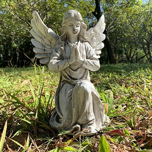 Dua eden Melek Bahçe Heykeli, Dini Peri Heykeli Su Geçirmez Dekoratif Heykelcik Veranda, Çim, Avlu, Yeni Eve Taşınma Süsü Hediye Melekler HSa-1
