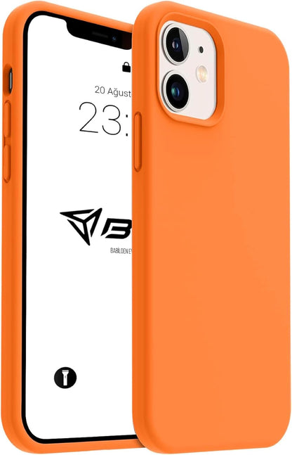iPhone Kılıf İnce Sıvı Silikon 3 Katmanlı Tam Kaplamalı Yumuşak Jel Kauçuk Kılıf Kapak (Parlak Turuncu, iPhone 11)