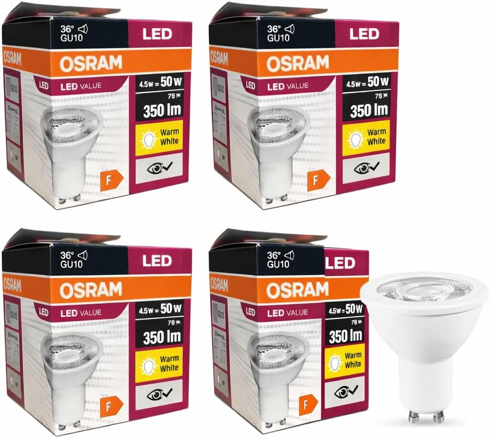 4,5W GU10 LED Ampul - 350 Lumen, 3000K Sarı Işık, 36° Işık Açısı, 15.000 Saat Ömür, Enerji Verimli (10)