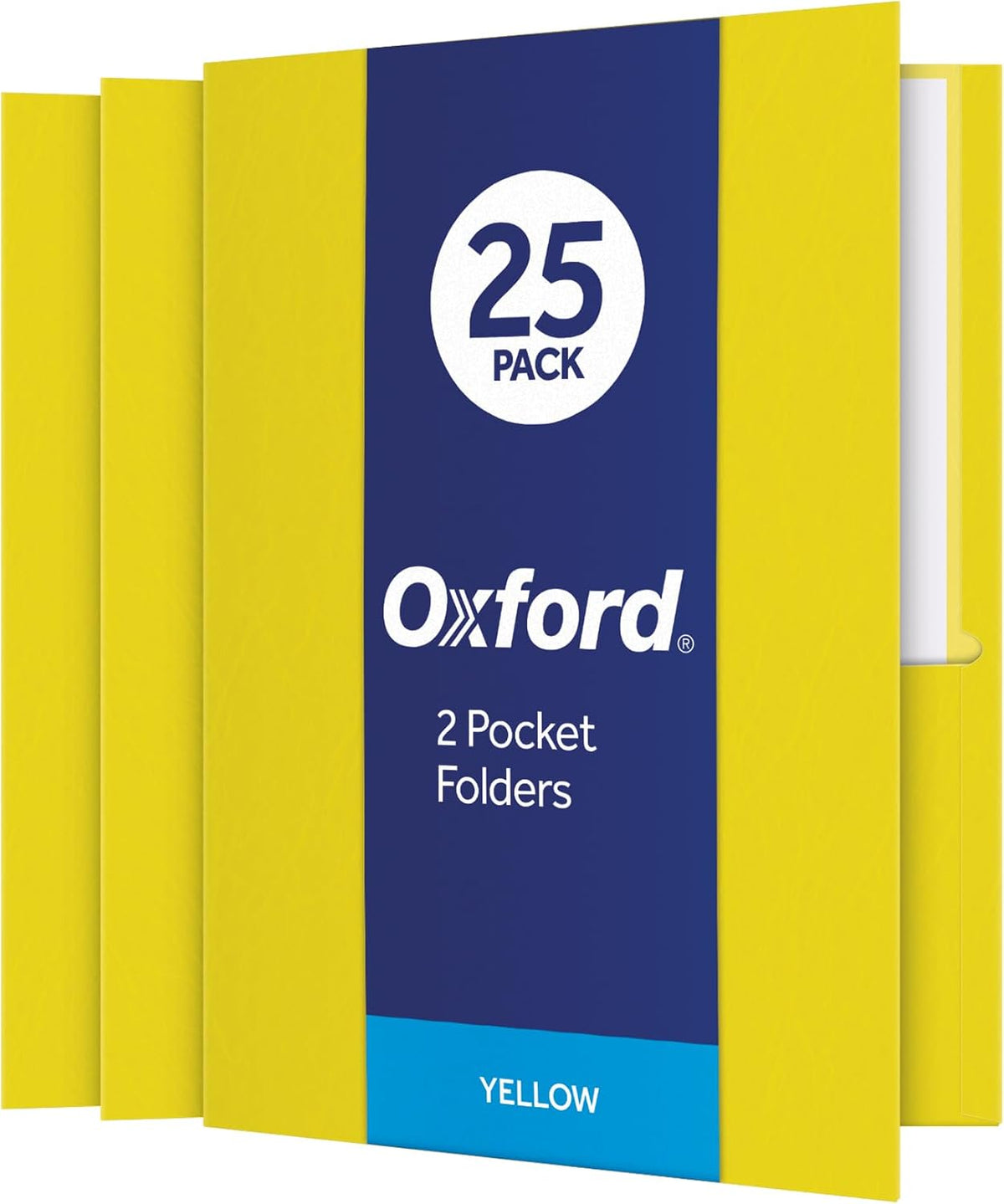 Oxford Çift Cepli Klasörler, Dokulu Kağıt, Mektup Boyutu, Sarı, 100 Yaprak Tutar, 25'li Kutu (57509EE)