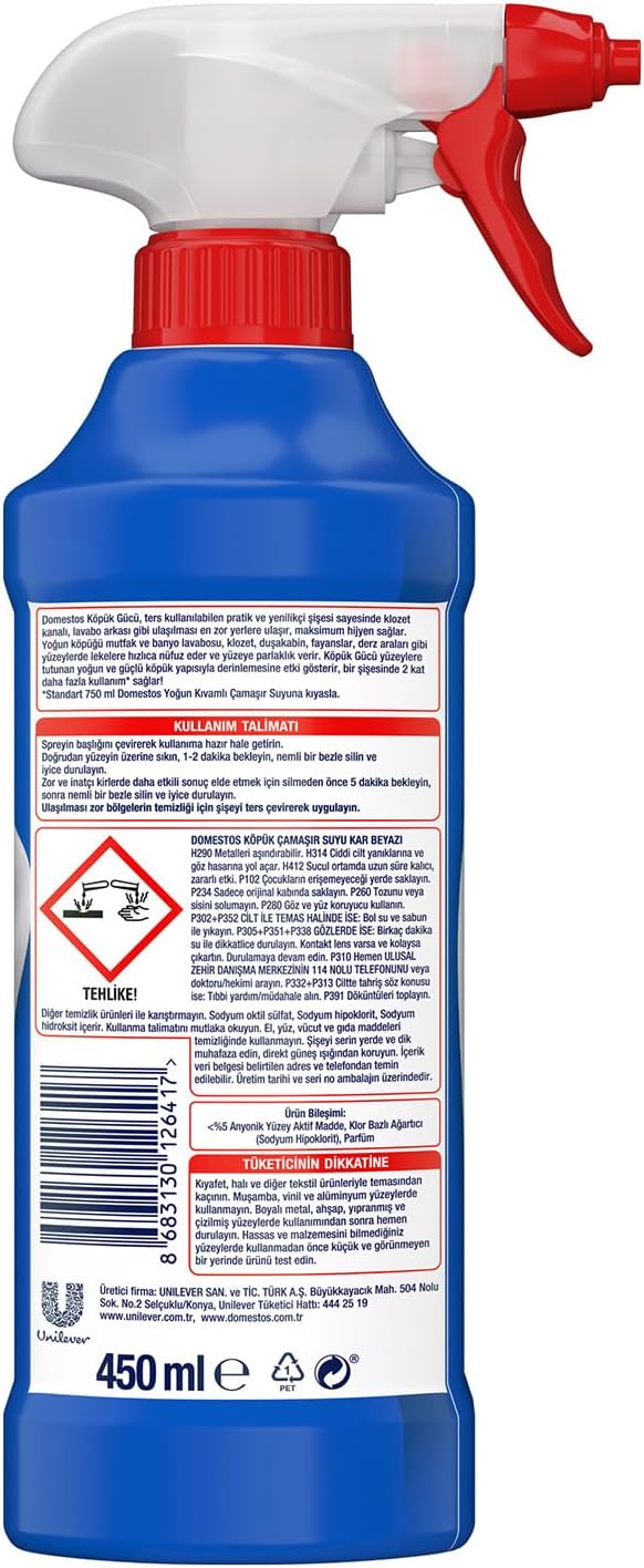 Domestos Köpük Gücü Köpük Çamaşır Suyu Kar Beyazı 450 ml