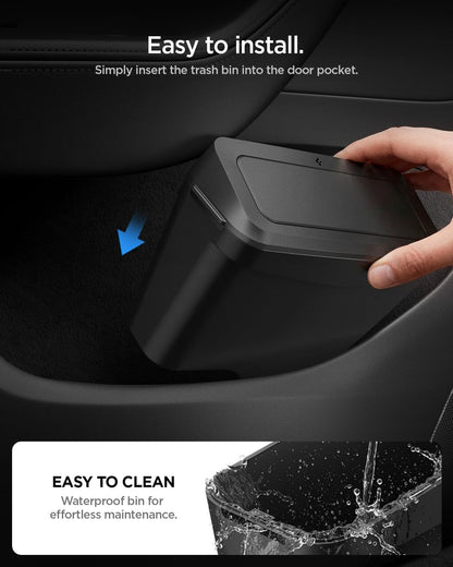 Spigen Tesla Model Y Juniper 2026-2025 Araç içi Çöp Kutusu/Manyetik Kapaklı Kapı İçi Çöp Kovası TO281J Siyah - ACP11106 (Spigen TR Garantili)