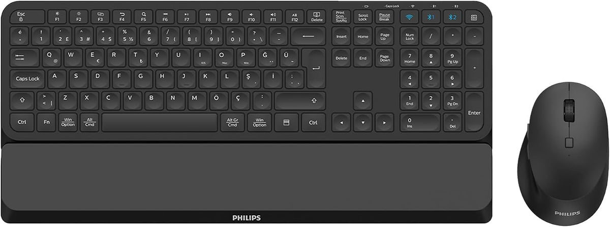Philips SPT6607 Bluetooth Kablosuz Dual Mod 2.4GHz + 2 Kanallı Türkçe Q Klavye & Mouse Set Siyah