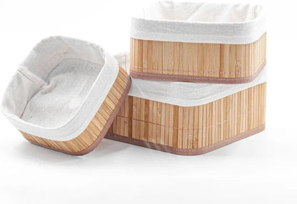3'lü Çok Amaçlı Bambu Organizer Seti, Çok Boyutlu Mutfak Banyo Ev Sepetleri, Büyük, Orta, Küçük Boy