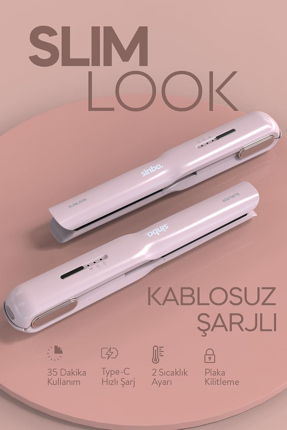 Sinbo SHD-1742 Kablosuz Şarjlı Taşınabilir Saç Düzleştirici-Seyahat İçin İdeal, Mini Tasarım