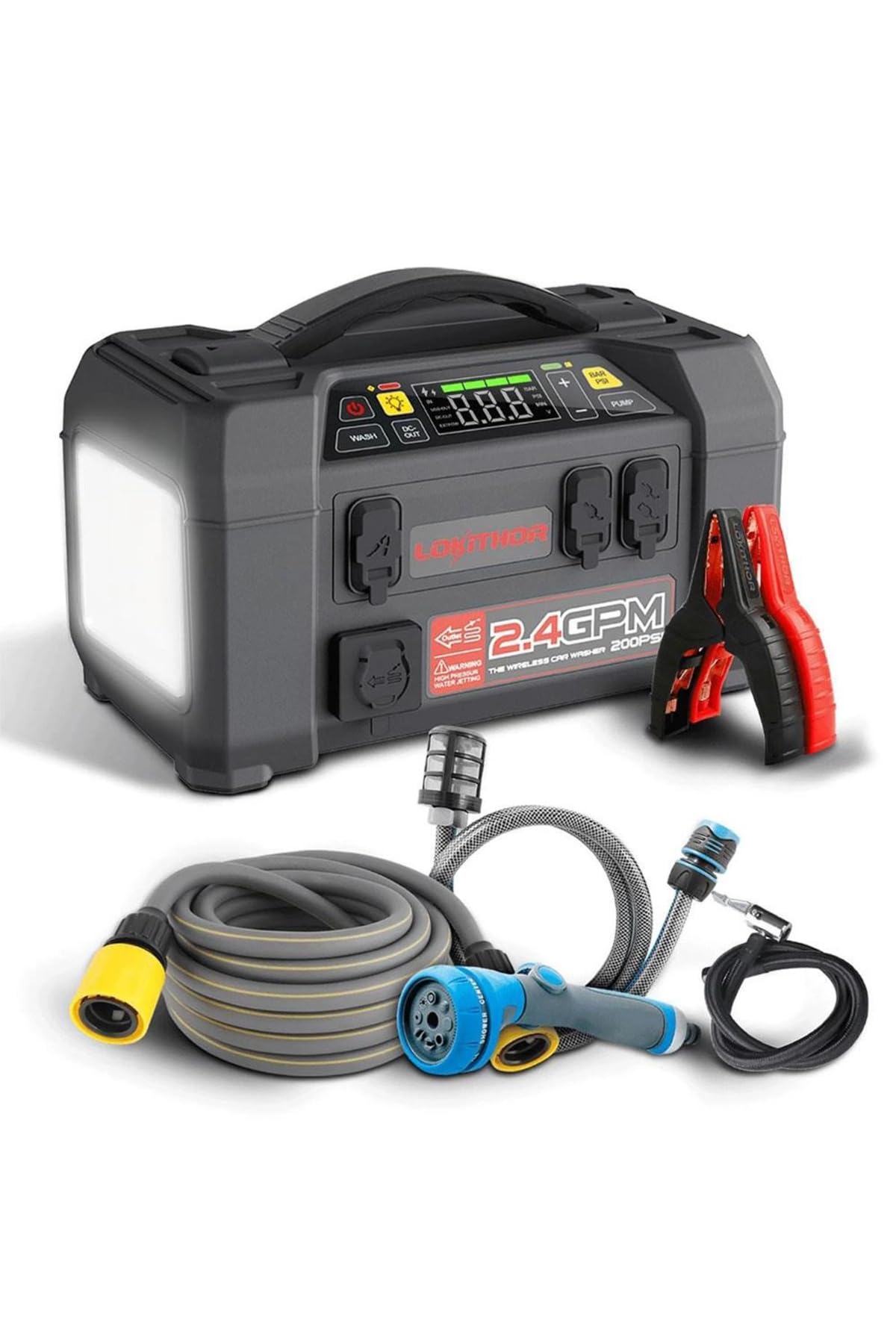 Lokithor AW401 12V 2500Amp Li-Polimer Akıllı Akü Takviye + Pompa + Basınçlı Yıkama + Powerbank + Led Lamba