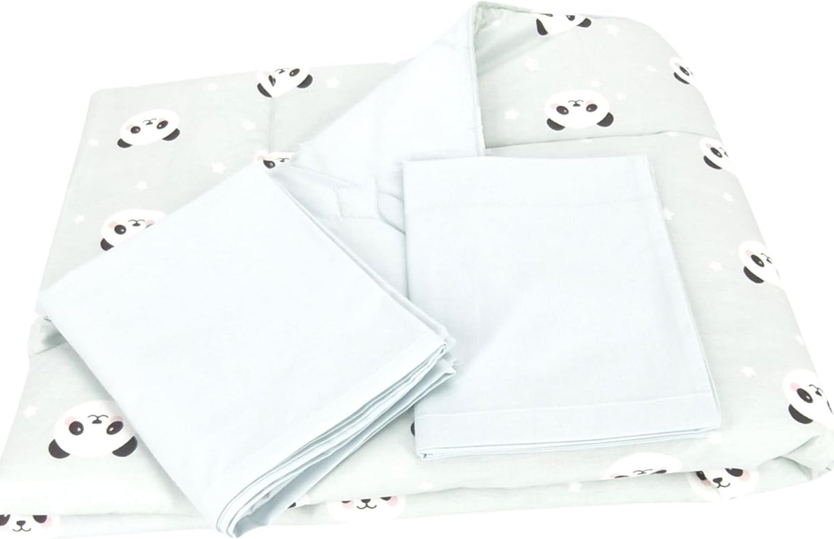 Bebek El Yapımı Panda Desenli Yorgan Çarşaf Ve Yastıklı Üçlü Set