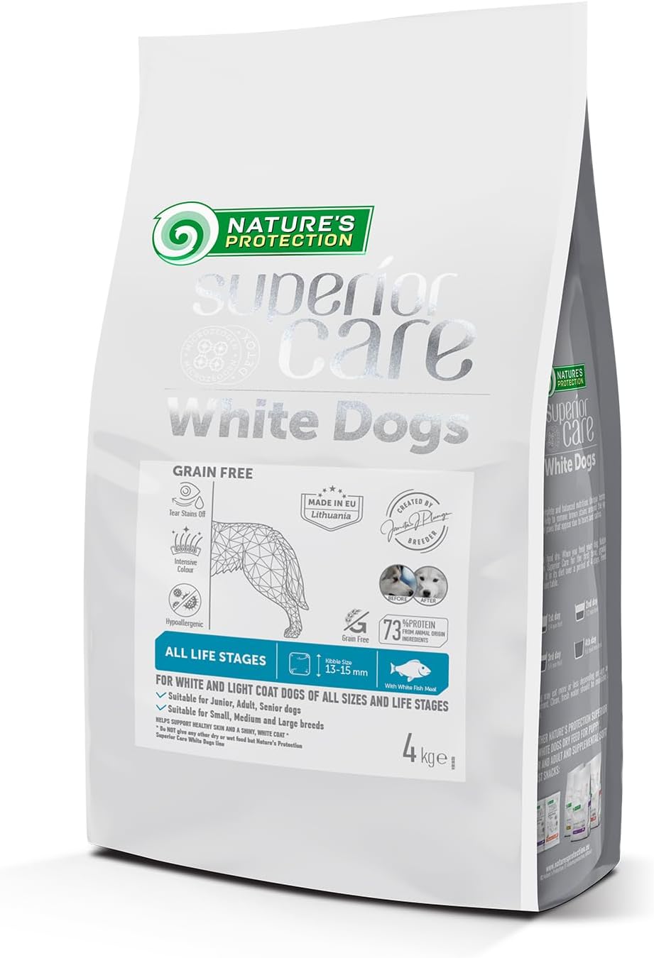 Nature's Protection Superior Care Beyaz Tüylü Köpekler İçin Tahılsız Beyaz Balıklı Tüm Irklar ve Tüm Yaşam Evreleri Köpek Maması 4kg