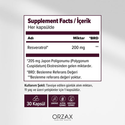 Orzax Ocean Resveratrol 200 Mg 30 Kapsül
