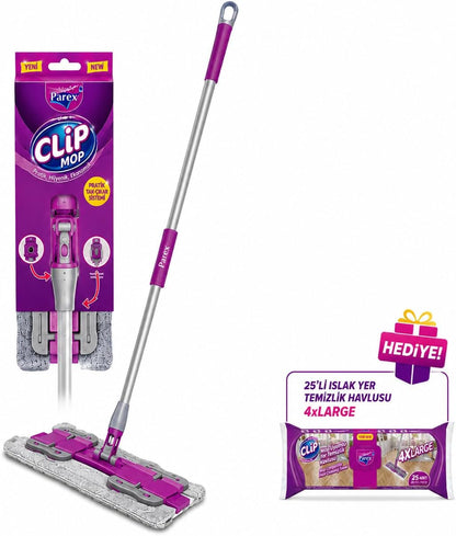 Parex Clip Mop Yer Temizlik Sistemi Kutulu Mop Uyumlu Yer Temizlik Havlusu 4Xl 25’Li Hediye