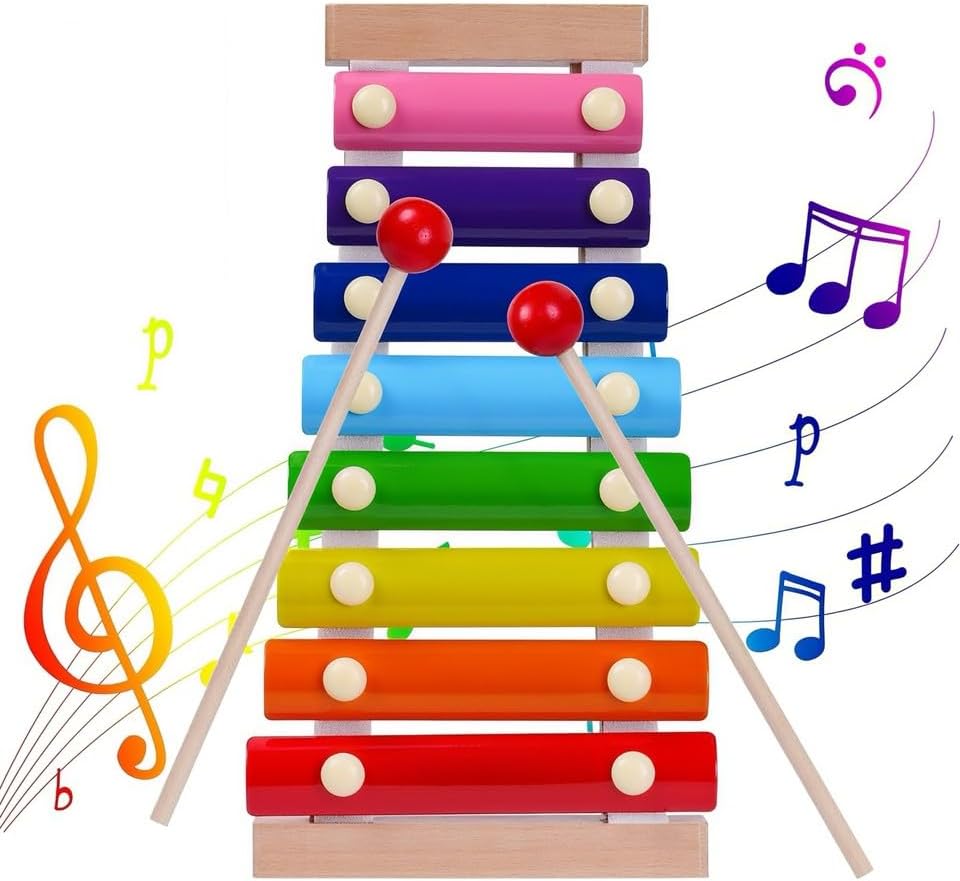 Circle Toys Eğitici Ahşap Ksilofon – 8 Tonlu Renkli Müzik Oyuncağı