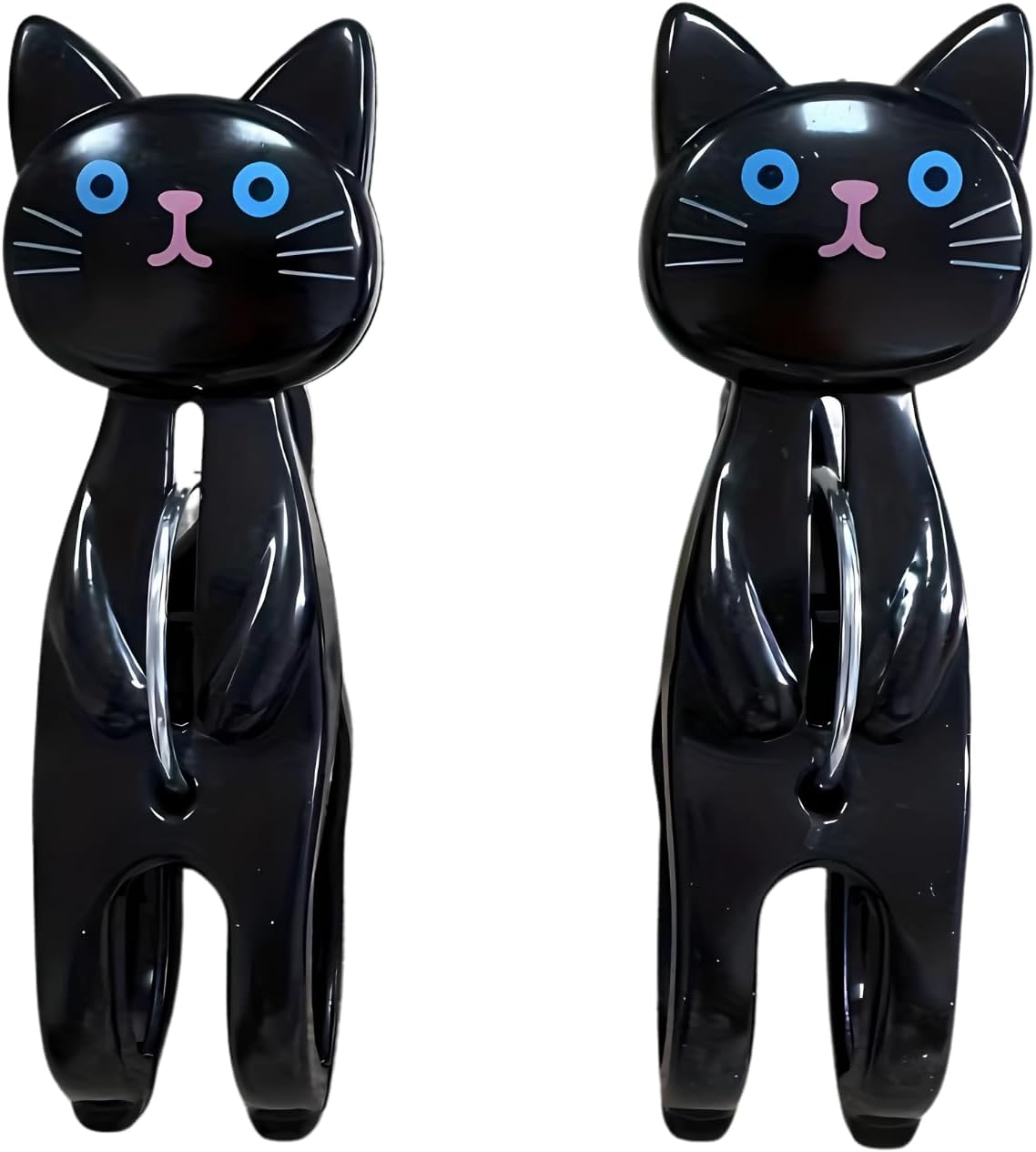 Siyah Kedi Şekilli Plaj Havlusu Mandalı, Plastik, Güçlü Tutuşlu, 2'li Set