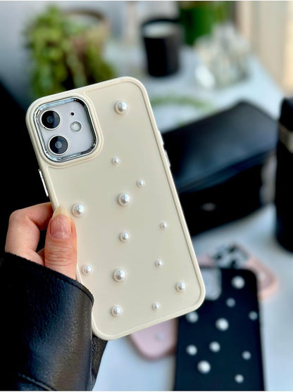 Iphone 12 ve 12 Pro Uyumlu Pearl Tasarım Oyuncaklı Esnek Silikon Kılıf - Krempearl