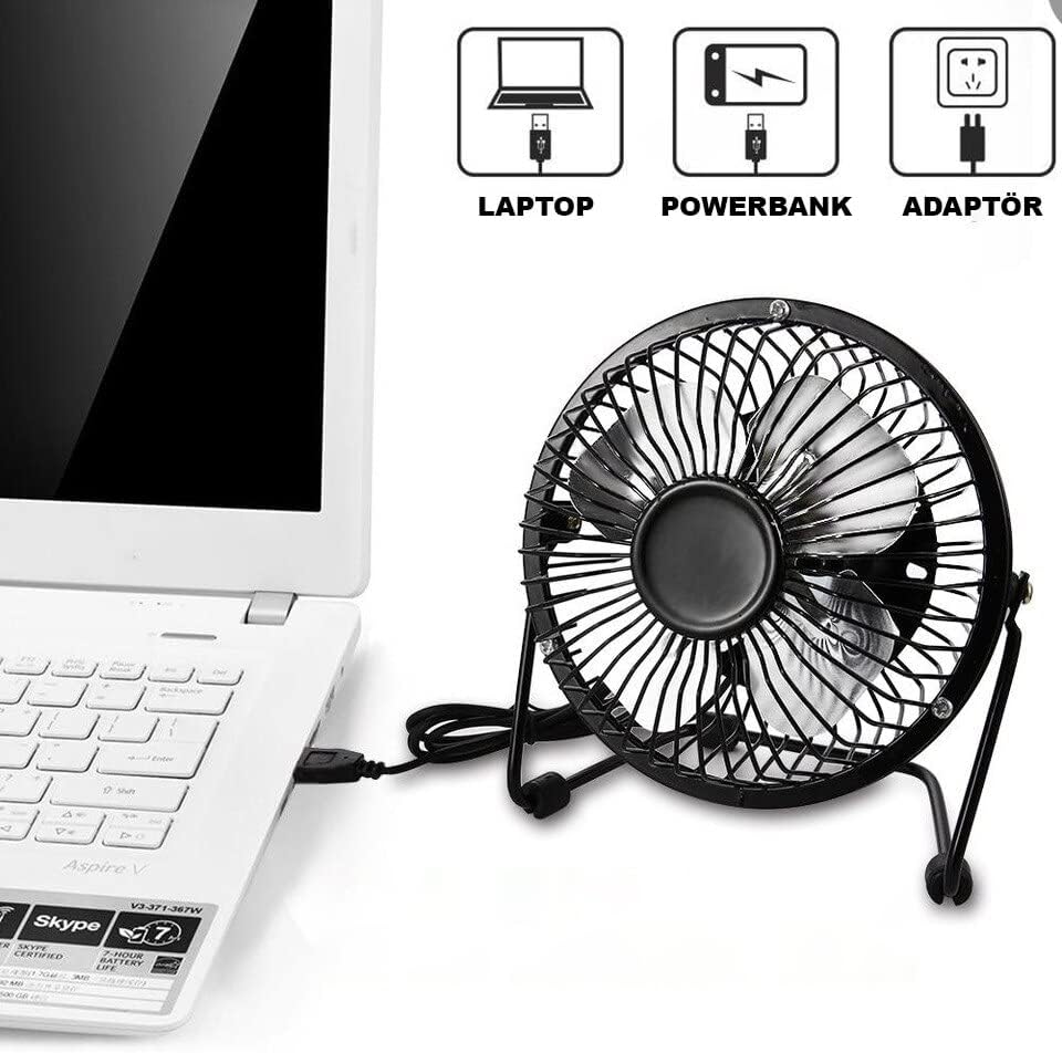 OBEV Masa Üstü USB Fan Soğutucu Vantilatör Klima - Metal Serinletici Mini Vantilatör - USB Girişli