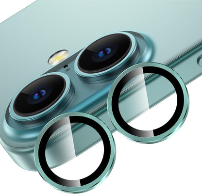 iPhone 16 ve iPhone 16 Plus Uyumlu Kamera Camı Lens Koruyucu Halka Set - Yeşil