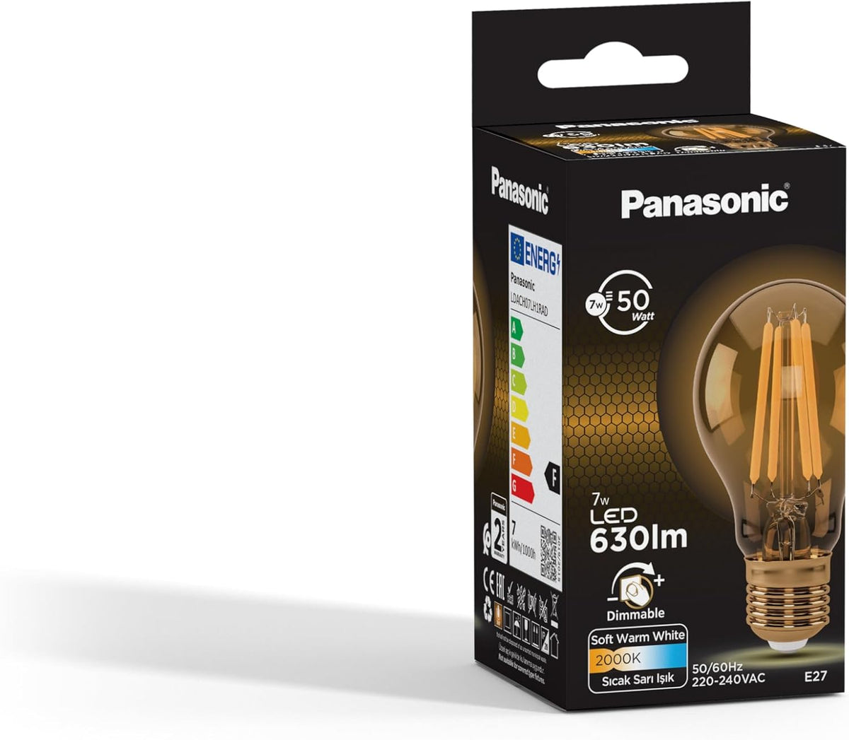 Panasonic E27 Dim Edilebilir Filaman Lamba 7W 630LM 2000K Gold