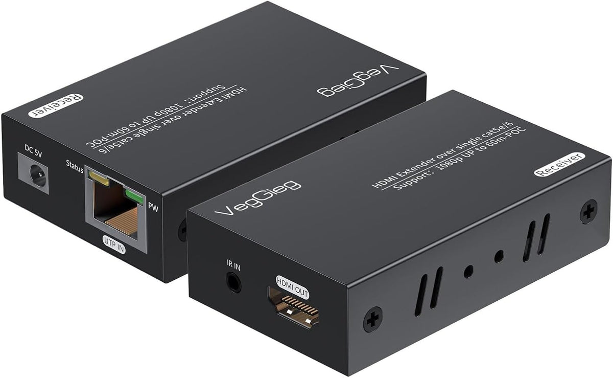 VegGieg HDMI Cat6 60 Metre TV Extender Alıcı Verici Adaptör