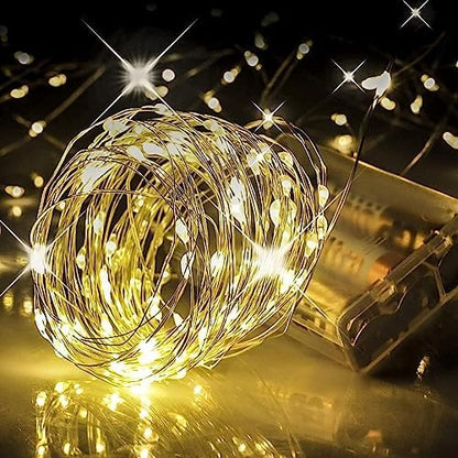 10 Metre SARI 100 LED Işıklar Peri Işıkları 8 MOD RGB Işıkları Işık Peri Dize Işıkları Tel Fonksiyonlu Süsleme İnce Telli Aydınlatmalı Şerit Led Yılbaşı Işık Yılbaşı Süsü