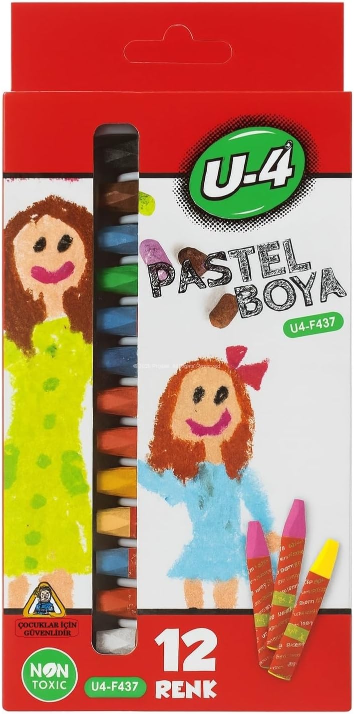Pastel Boya Seti, 12 Renkli, Okul ve Sanat Kullanımına Uygun, Çocuklar İçin, Pastel Boya Kalemi, Kolay Uygulanabilir, Canlı Renkli, Yüksek Kalite, 12'li