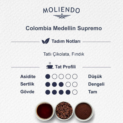 Moliendo Finest Coffee Colombia Medellin Supremo Pratik Filtre Kahve 10x10 g