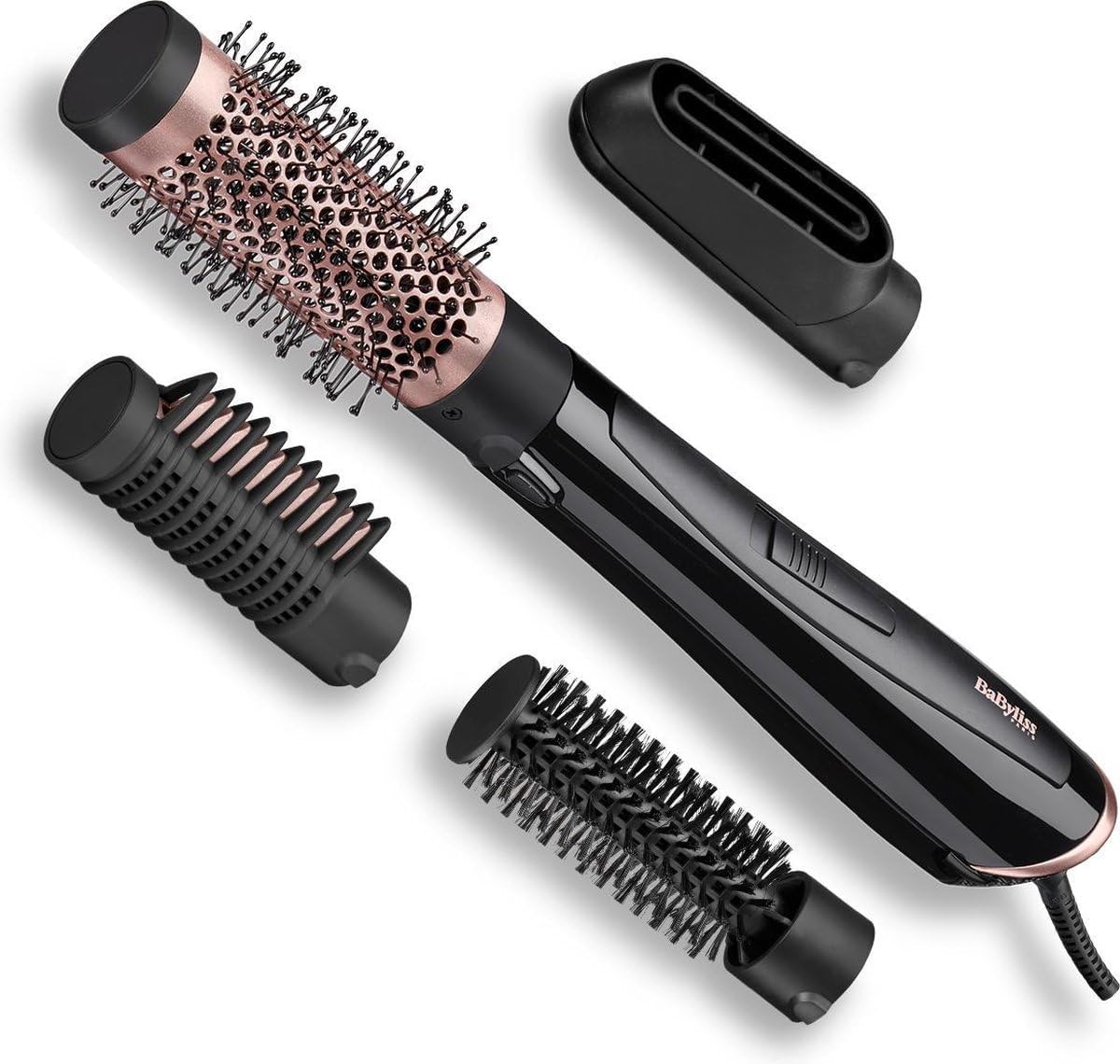 BaByliss Hava Üflemeli Saç Şekillendirici Set Perfect Finish, 1000W, 4 Başlık, Kabarma Önleyici İyon Teknolojisi, AS126E
