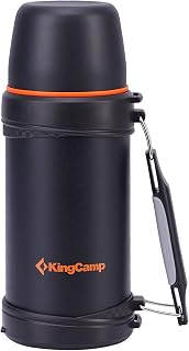 KingCamp Paslanmaz çelik vakum şişesi, saplı ve kapak kesici ile geniş açıklık, kapasite 750 ml