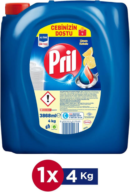 Pril Limon Kokulu Sıvı Bulaşık Deterjanı 1 x 4 KG, Limon 4kg