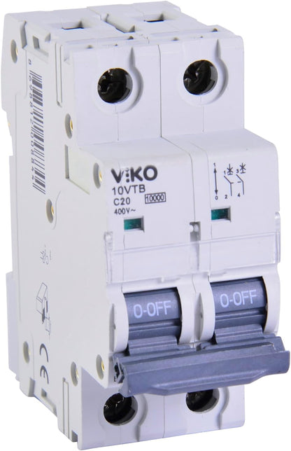 10VTB-2C20 Otomatik Sigorta 10kA C Tipi 2 Kutup 20A