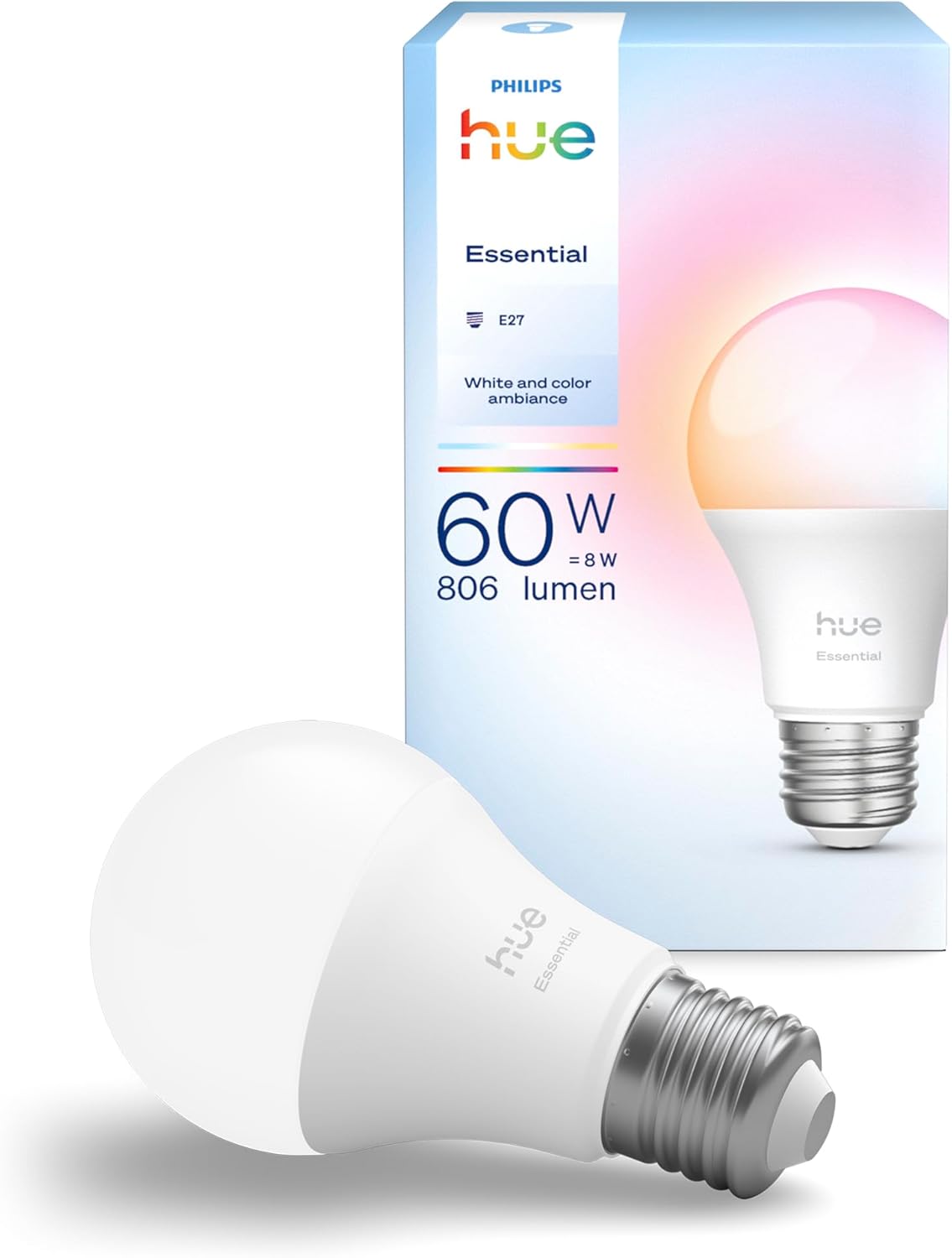 Hue Essential 8W E27 806 Lumen Renkli Akıllı Ampul A60