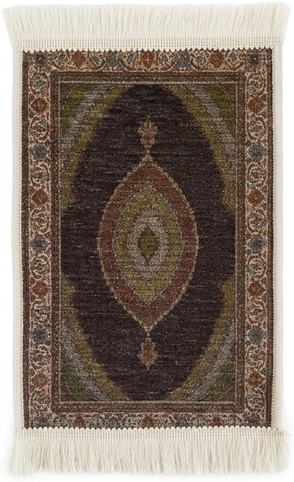 BYBARS El Yapımı Osmanlı Desenli Mini Kilim 20x33 cm – Dekoratif Masa Üstü Kilim – Türk Motifli Geleneksel Ev Dekoru – Püsküllü Vintage Mini Halı (Çok Renkli Koyu Renkler Odaklı 7)