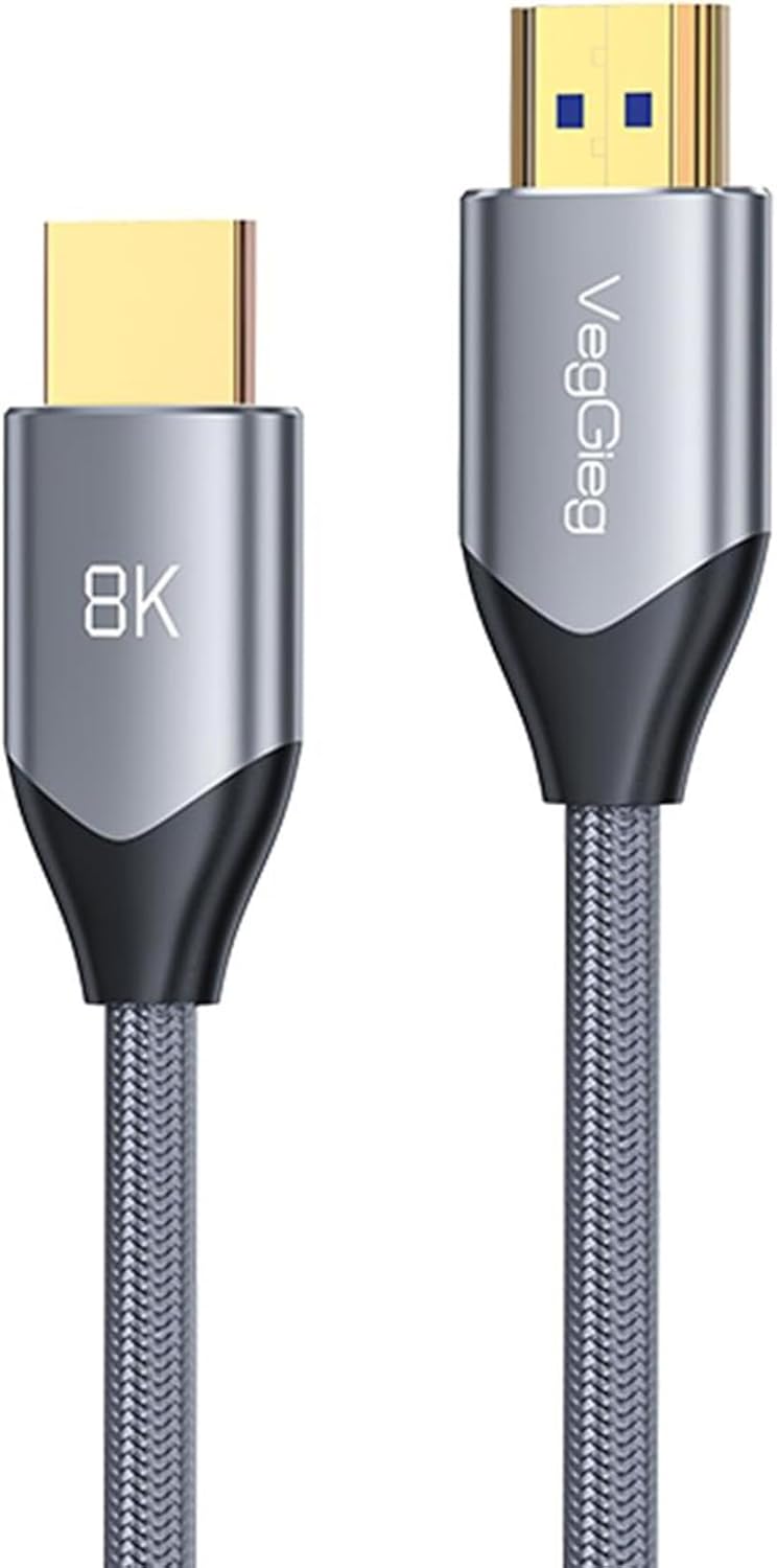 8K 60Hz 4K 120Hz 48 Gbps HDR ARC HDCP Örgülü HDMI 2.1 Kablo 1 Metre