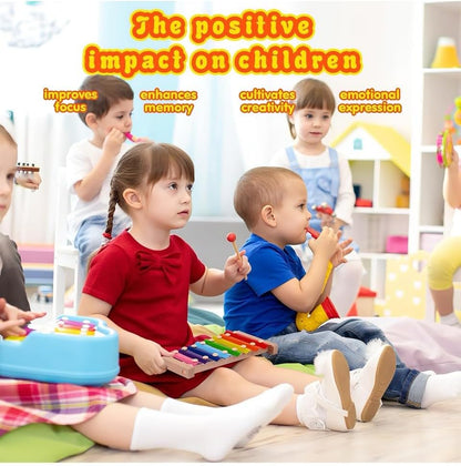 Circle Toys Eğitici Ahşap Ksilofon – 8 Tonlu Renkli Müzik Oyuncağı
