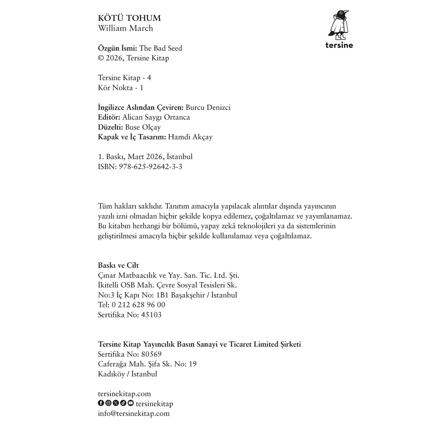 Kötü Tohum: Ulusal Kitap Ödülü Finalisti
