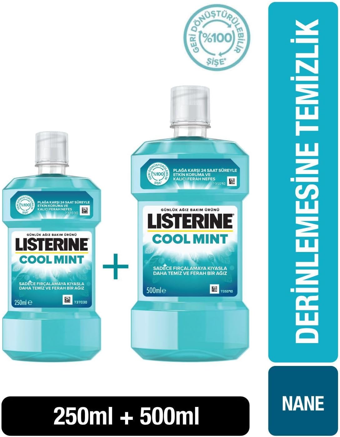 Listerine Cool Mint Ağız Bakım Suyu 500 Ml + 250 Ml