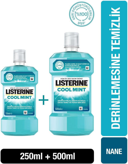 Listerine Cool Mint Ağız Bakım Suyu 500 Ml + 250 Ml