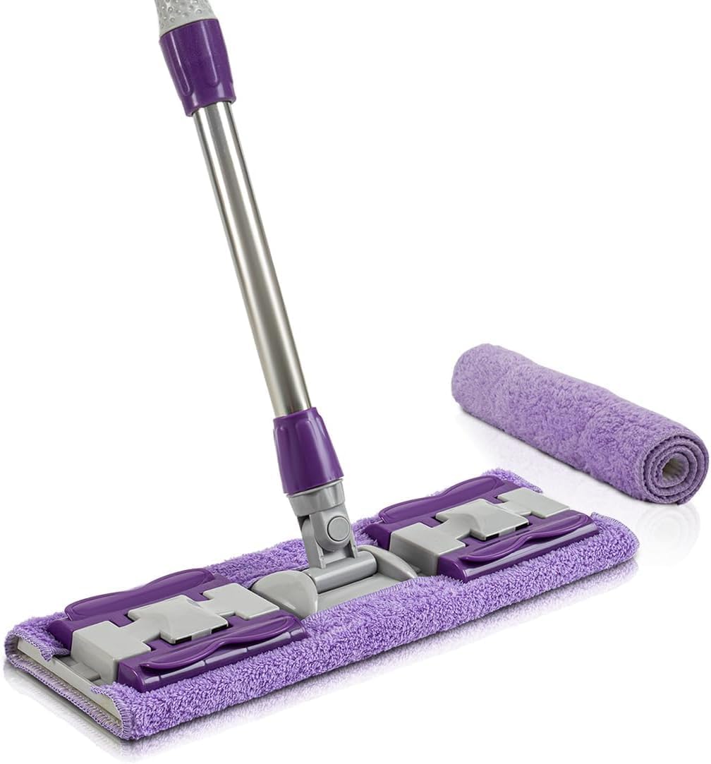 Orret Home Yedek Mikrofiber Bezli Mandallı Mop, Sıkıştırmalı, Uzayabilir Teleskopik Saplı, 360 Derece Dönebilir Zemin ve Duvar Temizlik Mopu