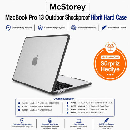 MacBook Pro 13 Darbe Korumalı Kılıf A1706 A1708 A1989 A2159 A2251 A2289 A2338 M1 M2 Uyumlu Mat Sert Kapak Koruyucu Kılıf Şeffaf