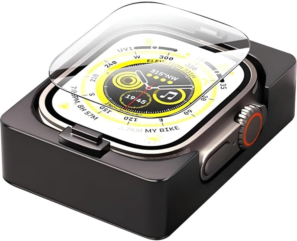 Apple Watch Uyumlu PMMA Full Koruma Ekran Koruyucu, Otomatik Hizalama Aparatlı, Kolay Kurulum, Darbe ve Çizilmelere Dayanıklı Ultra Şeffaf Koruma Filmi (Watch Film 38 mm)