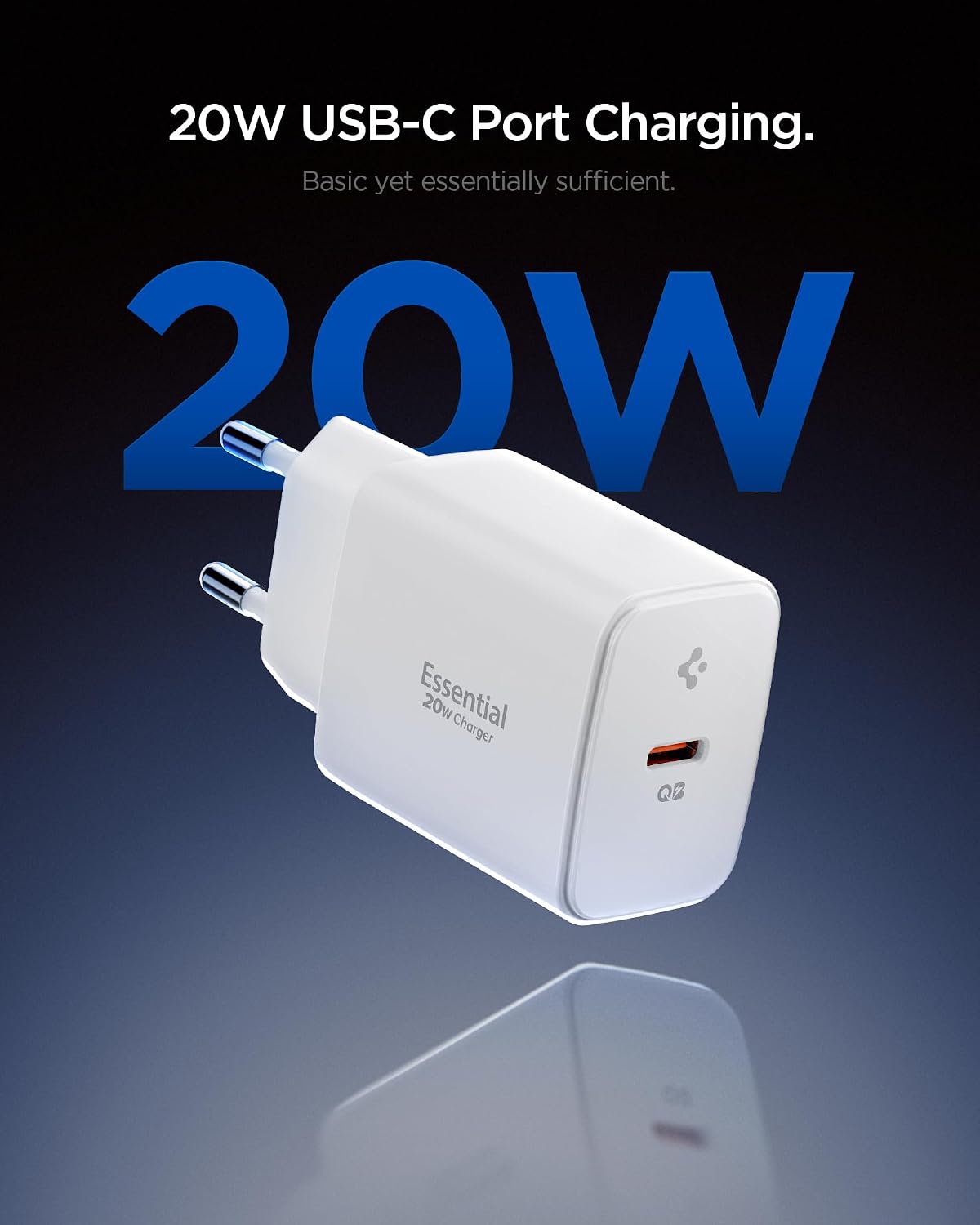 Spigen 20W USB-C Mini Hızlı Şarj Aleti/Şarj Isısını Düşürür GaN Pro Akım Korumalı Güç Adaptörü iPhone & Android & iPad Type-C EE201 Beyaz - ACH08701 (Spigen TR Garantili)