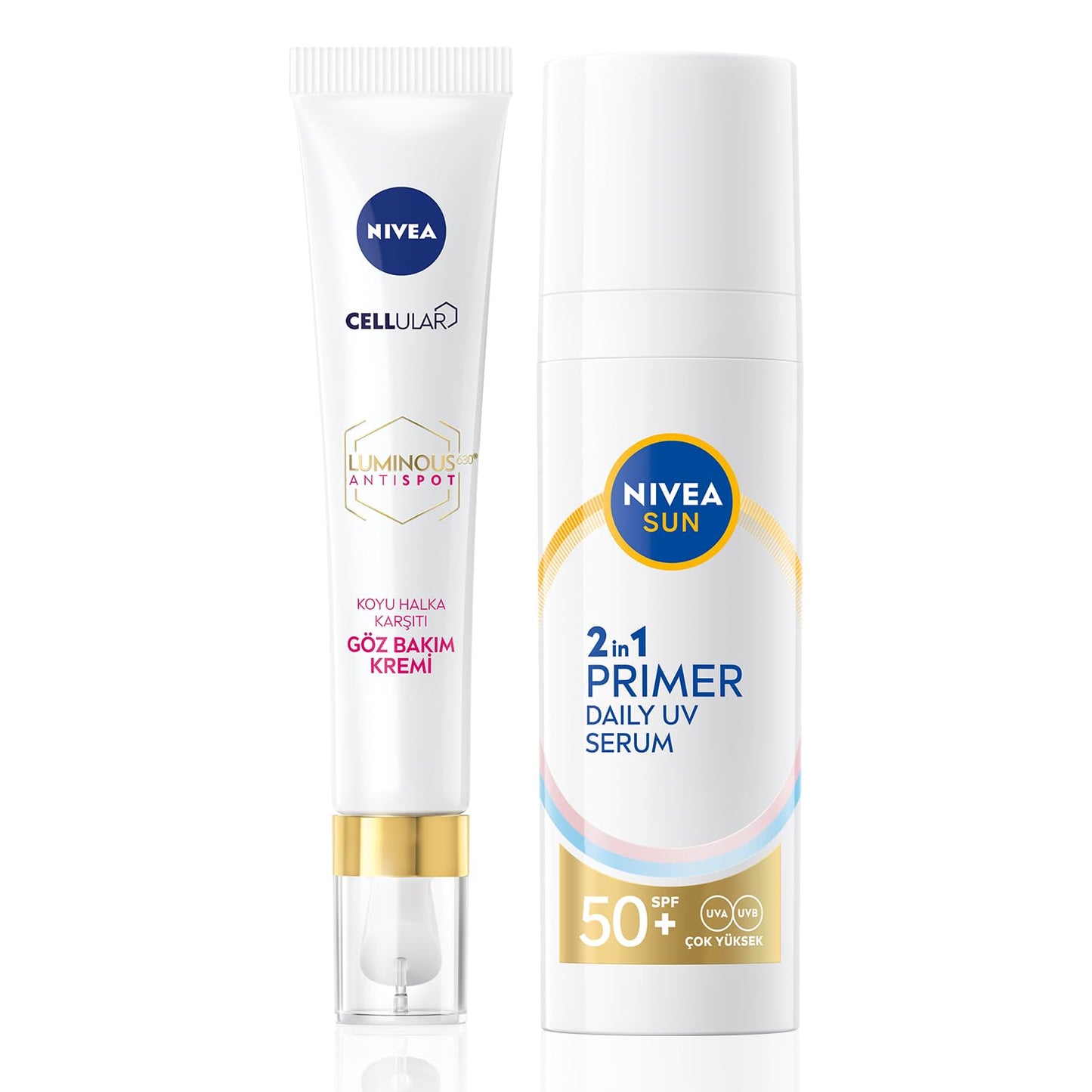SUN SPF50 Güneş Koruyucu Nemlendirici Makyaj Bazı 30ml ve Luminous630 Koyu Halka Karşıtı Göz Kremi