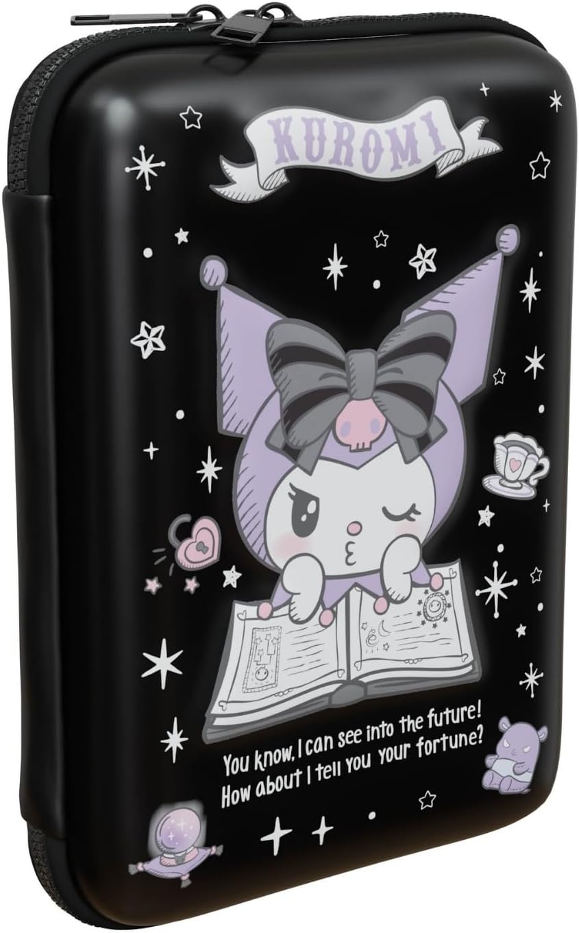 Wiggle Kuromi Temalı Lisanslı Kabartmalı Mat Okul Kalem Kutusu Çift Bölmeli Çocuk Kalem Çantası (Siyah1)