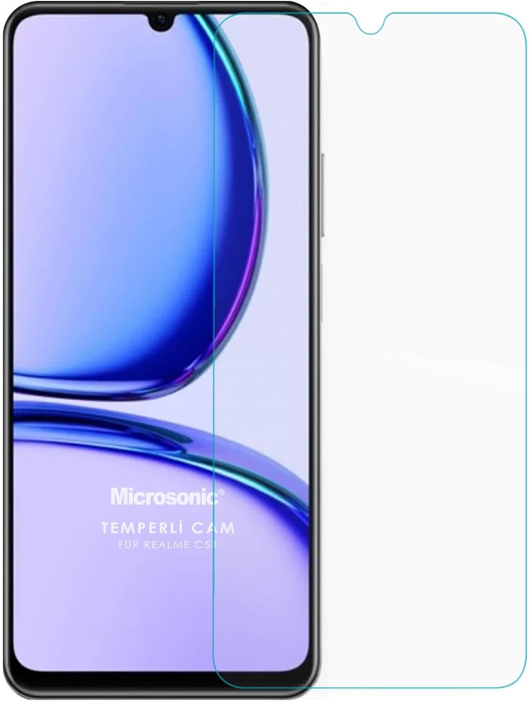 Realme C53 Tempered Glass Cam Ekran Koruyucu [Realme C53 ile Uyumlu Ekran Koruyucu - Şeffaf]