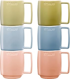 STAUB Seramik Kupa Seti, 350 ml, Makaron Renkli, 6 Parça, Mikrodalga ve Bulaşık Makinesi Uyumlu