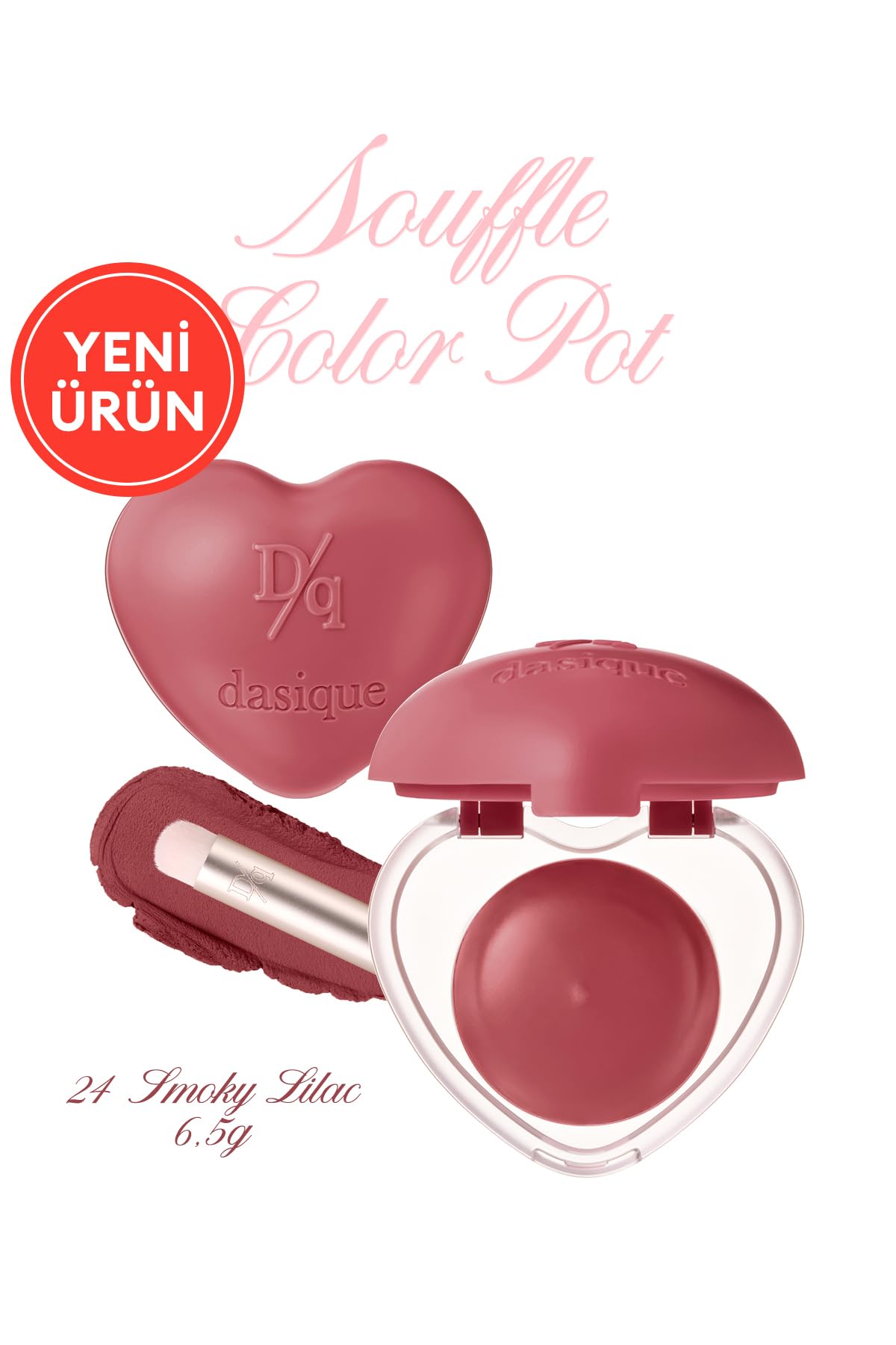 dasique Yoğun Pigmentli Köpük Yapıda Kadife Bitişli Ruj & Allık Souffle Color Pot 24 Smoky Lilac, 111640