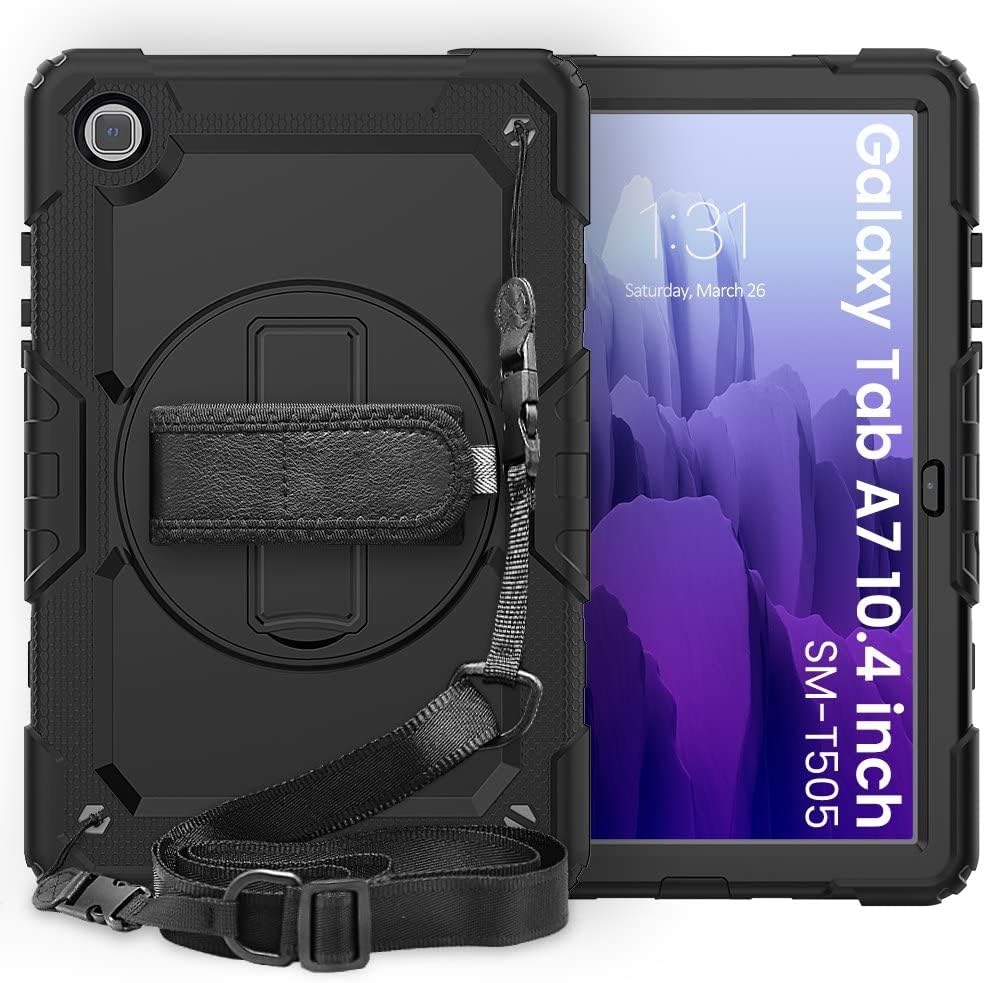 Samsung Galaxy Tab A7 10.4 T500 T505 T507 ile uyumlu Kılıf Defender Askılı Pars Case Siyah