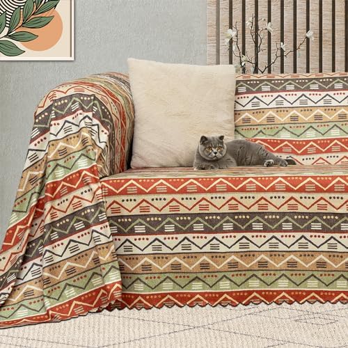 CONCEPT SoftMicro Boho Etnik Desenli Mikrofiber Koltuk Örtüsü ve Şalı, Kaymaz 180x300 cm