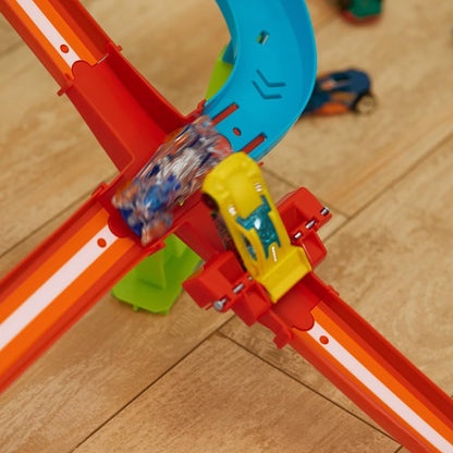 Hot Wheels Pist Seti, Hot Wheels Neon Yarışlar Çoklu Yarış Heyecanı Pist Seti,1 adet araba, motorlu hızlandırıcı, bir veya birden çok arabayla oyun, oyuncak depolama, HPC07