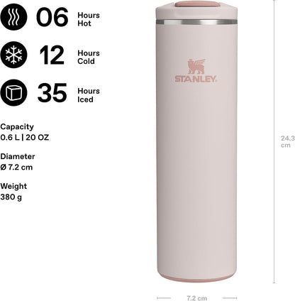 STANLEY The Transit FlipTop Mug Termos 0.60 Litre - Pembe Kuvars (Rose Quartz) | Paslanmaz Çelik