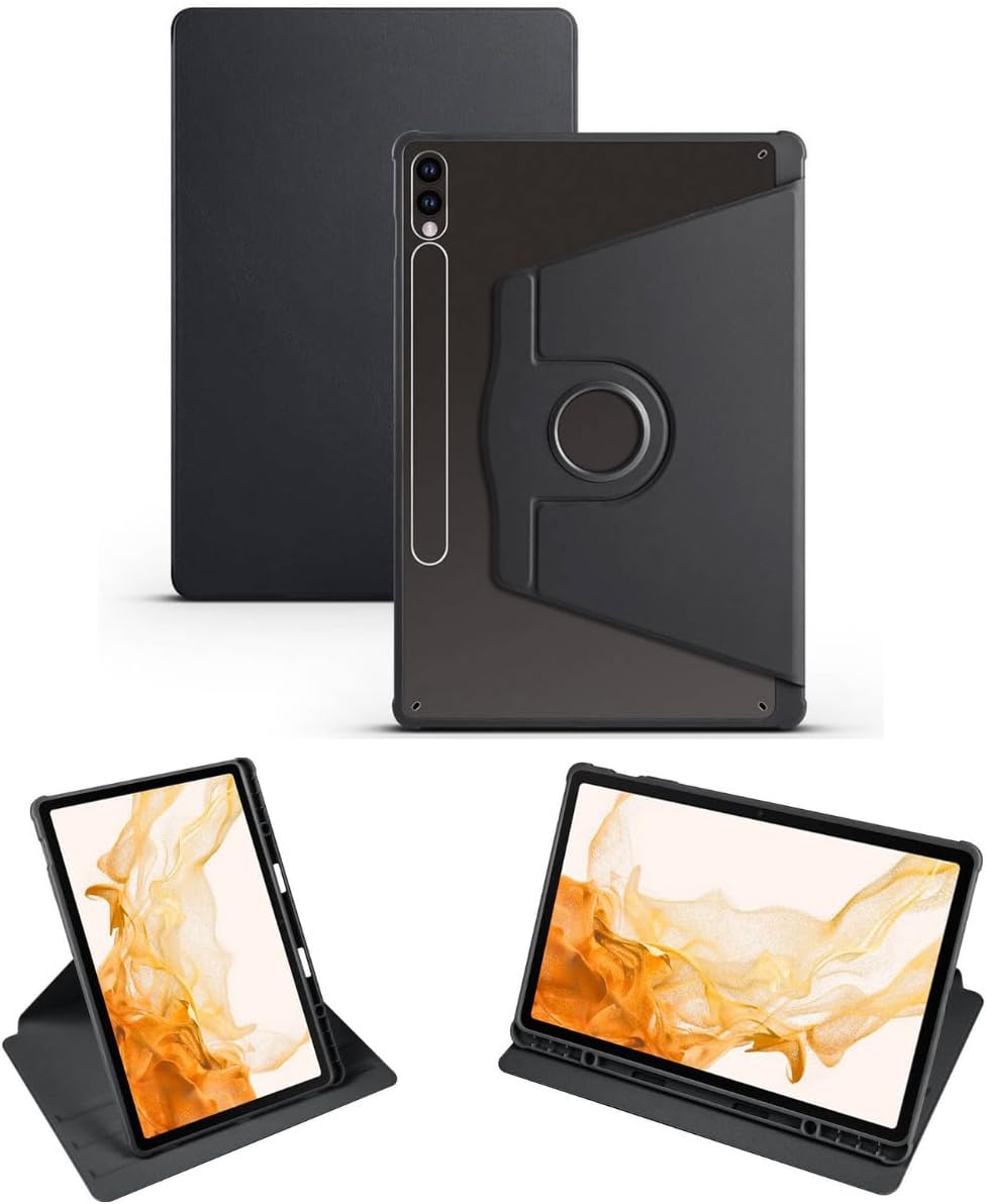 CONSTRAIN - Samsung Galaxy Tab S9 Plus Sm-X810 ile Uyumlu Kılıf Dönebilen Standlı Kalemlikli Tam Koruma Kapak - Siyah